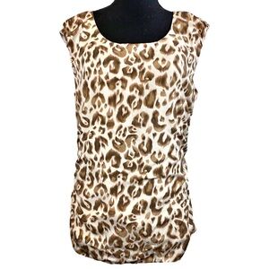 ANN TAYLOR ☆ Sleeveless Silk Top ☆ Tan Cheetah/Leopard Print